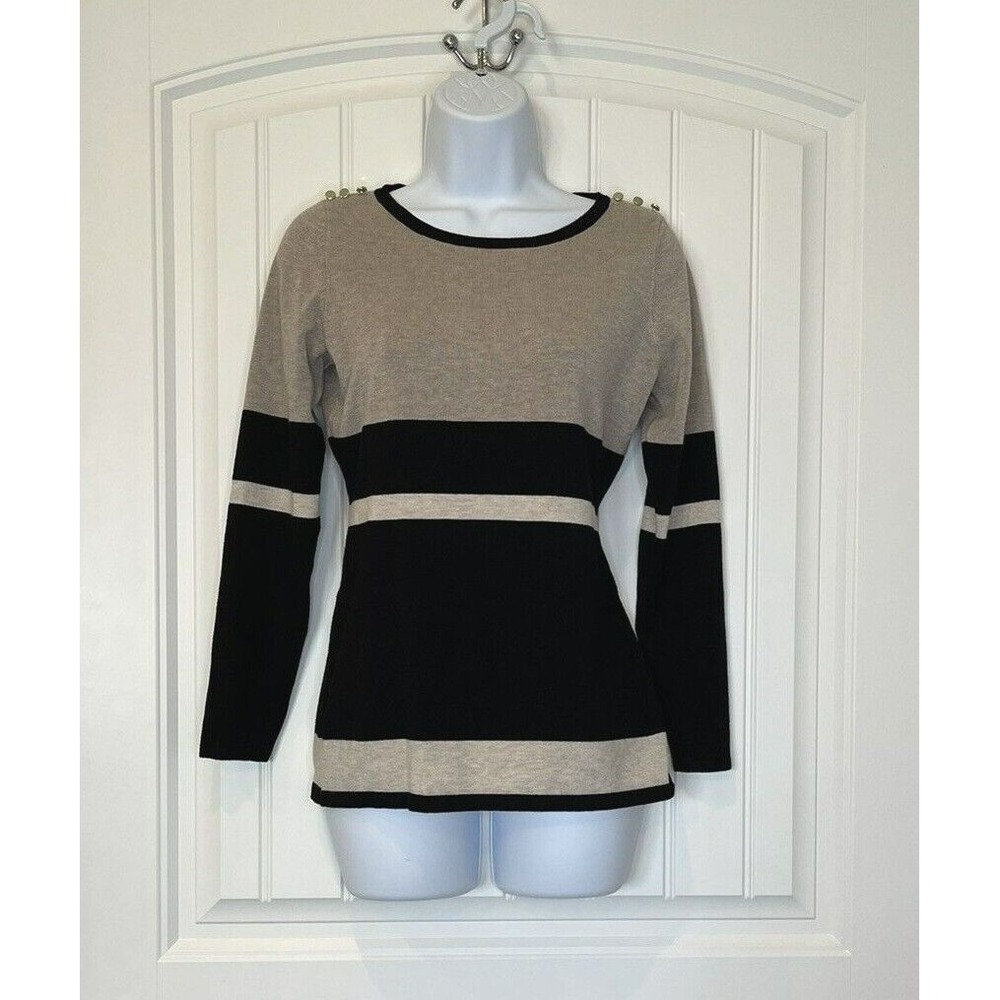 A&I Long Sleeve Shirt Womens Size Small‎ Black & Brown Stretchy Boho
